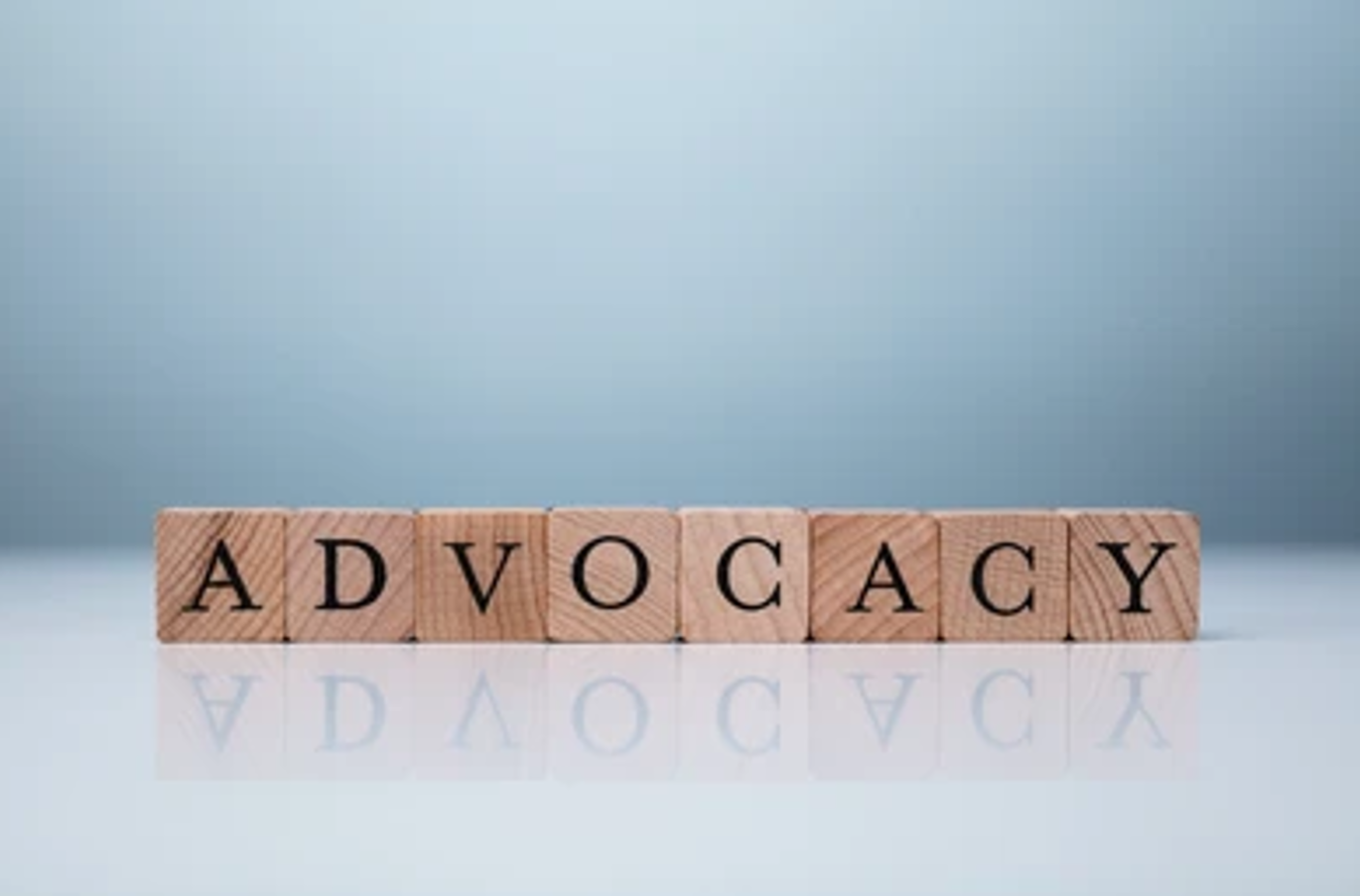 Blocks spelling "advocacy"